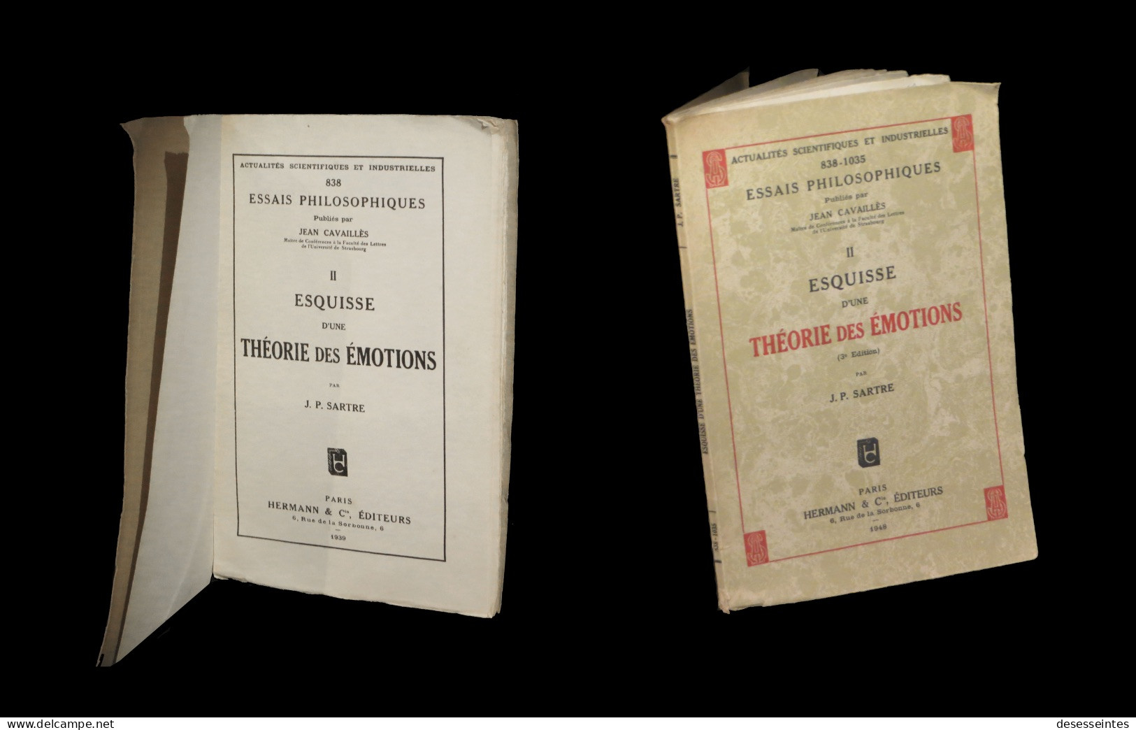 [PHILOSOPHIE PHENOMENOLOGIE HUSSERL] SARTRE (Jean-Paul) - Esquisse D'une Théorie Des émotions. - 1901-1940