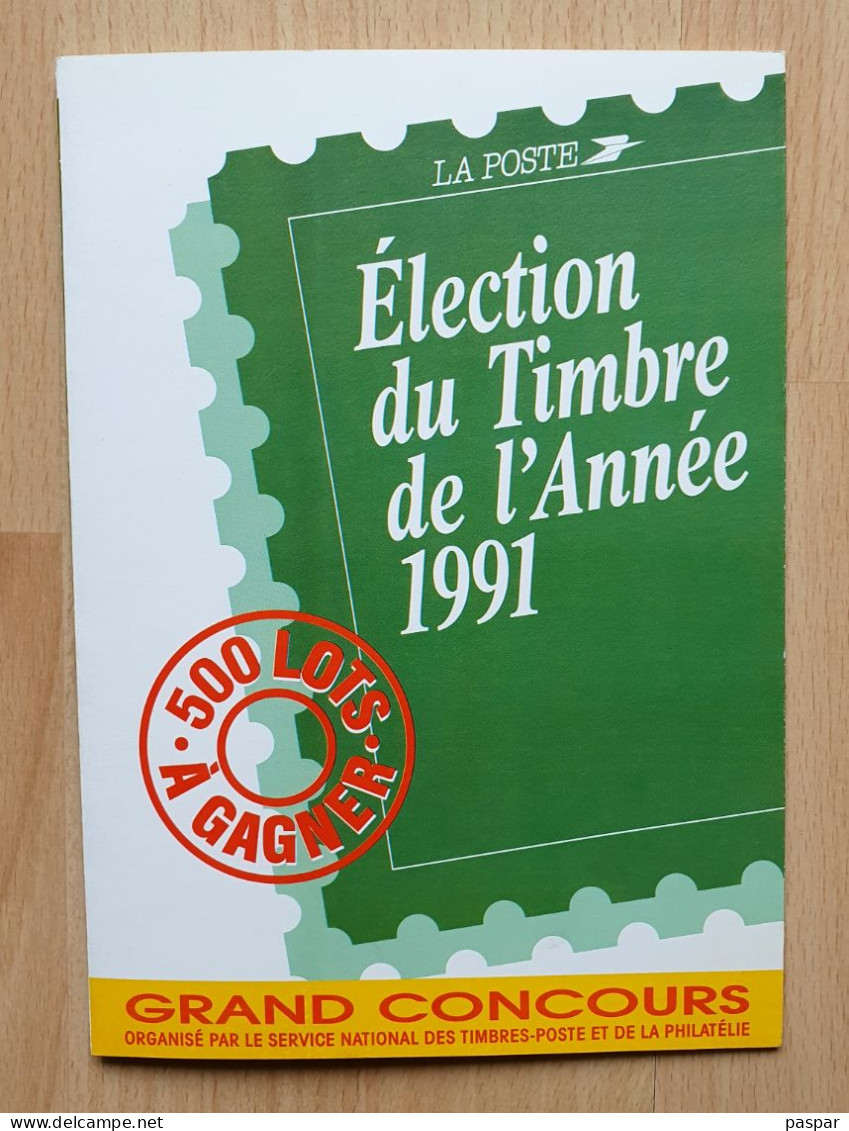 France - Grand Concours Organisé Par La Poste - Élection Du Timbre De L'année 1991 - Avec Réponse T - Documents Of Postal Services