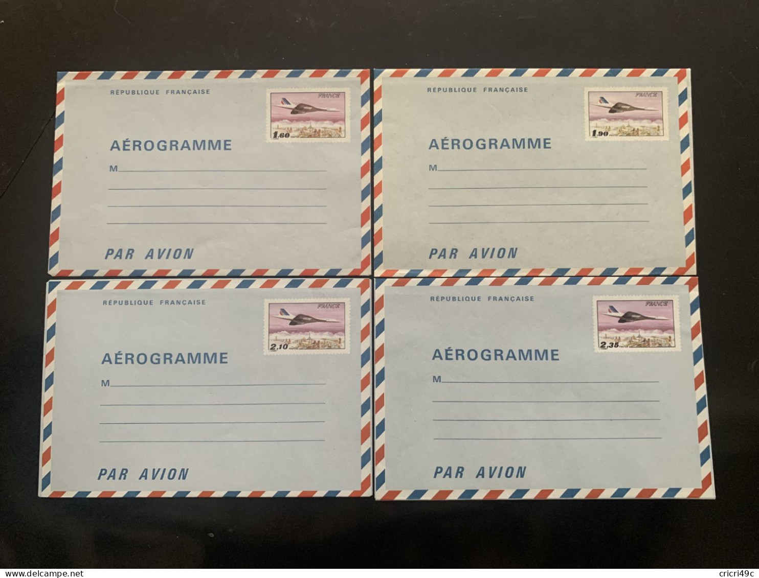 4 Aérogrammes 1977/80 Concorde N°Y&T 1004-AER 1005-AER 1006-AER 1007-AER  Neufs** - Aérogrammes