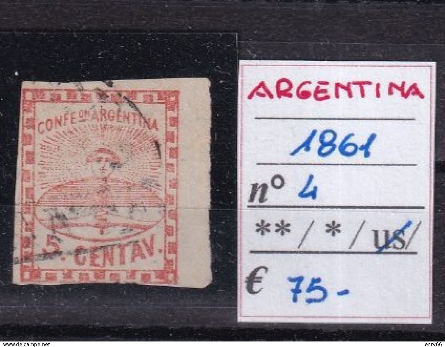 ARGENTINA 1861 N°4 USED - Ungebraucht
