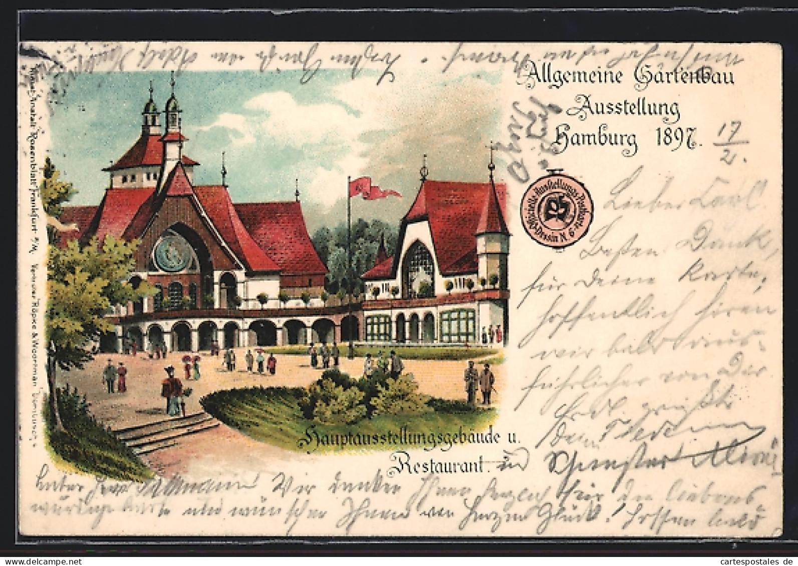 Lithographie Hamburg, Allgemeine Gartenbau-Ausstellung 1897, Restaurant Und Ausstellungsgebäude  - Exhibitions