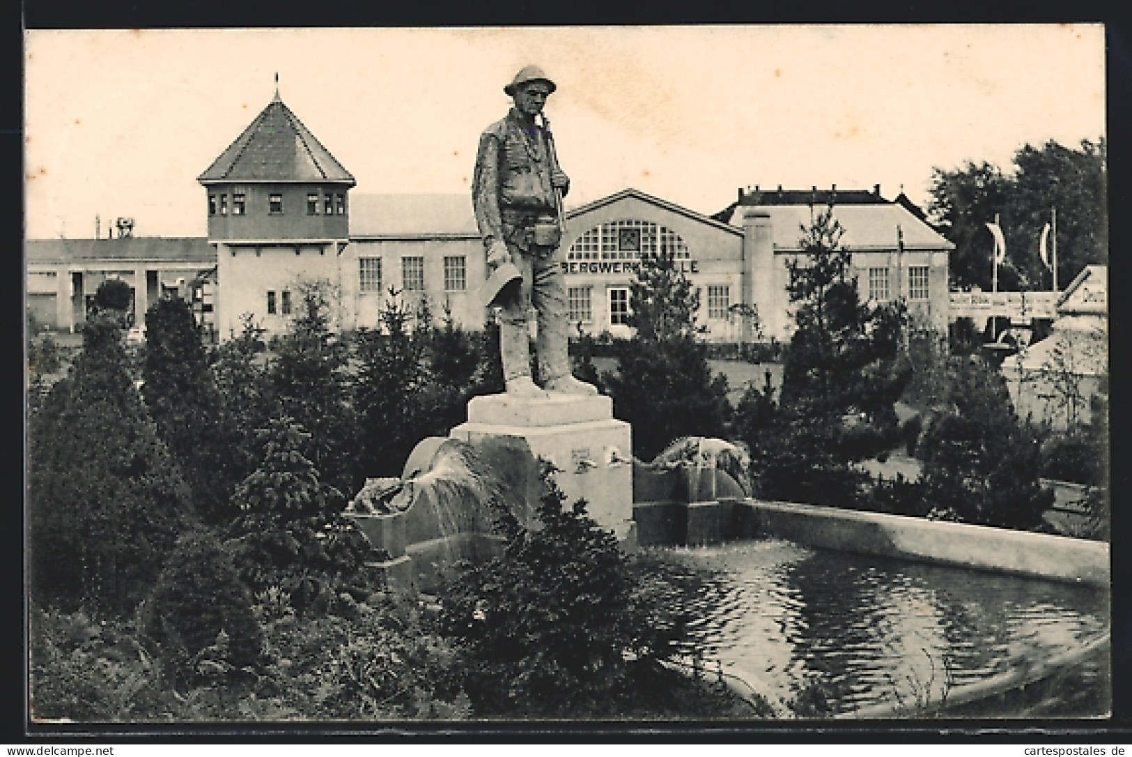 AK Freiberg, Erzgebirgs-Ausstellung 1912, Denkmal Vor Der Bergwerksschule  - Exhibitions