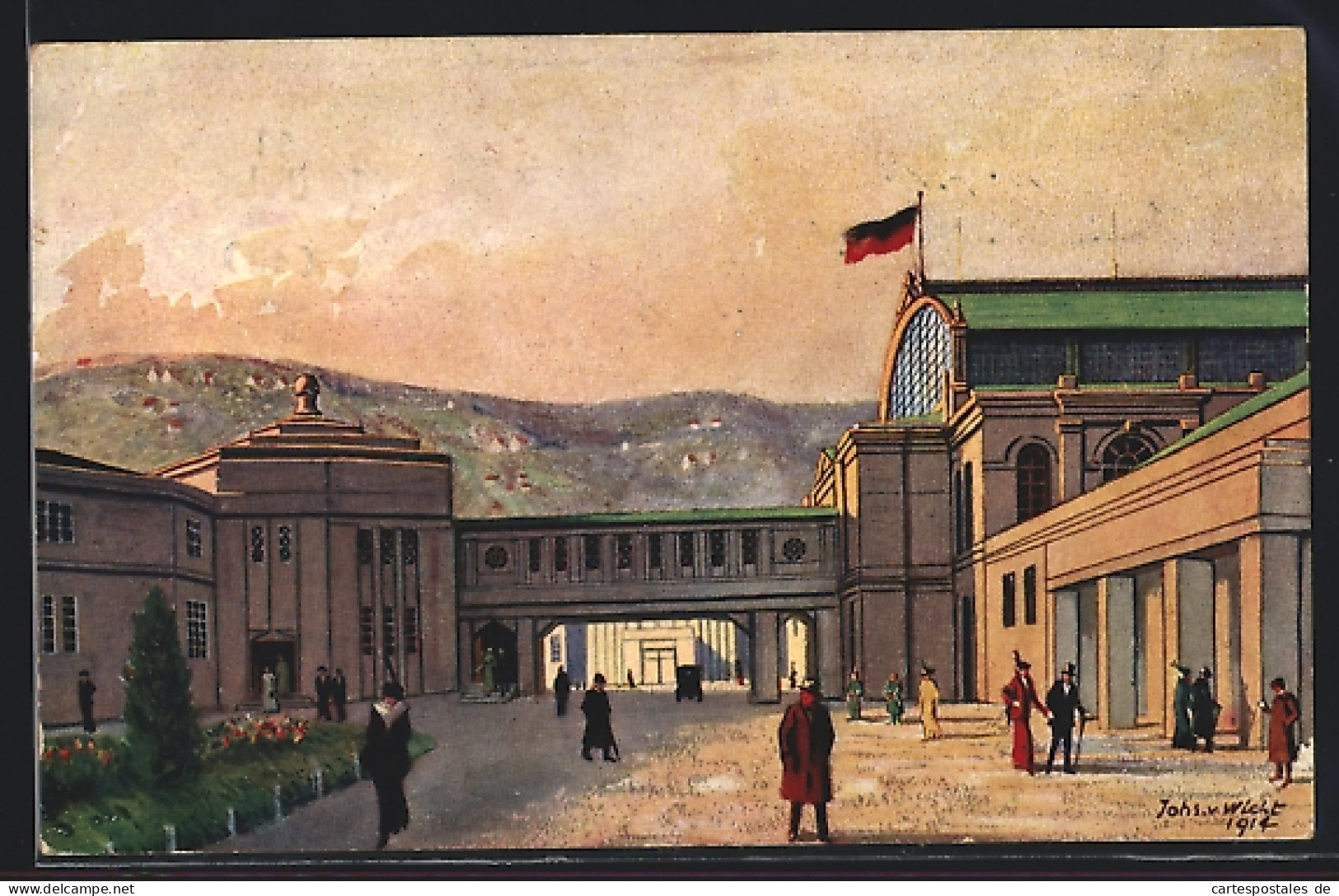 AK Stuttgart, Ausstellung Für Gesundheitspflege 1914, Die Verbindungsbrücke Zwischen Haupthalle Und Industriegebäude  - Exhibitions