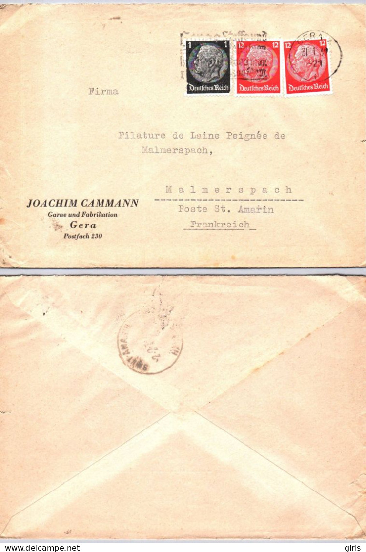 Allemagne - Lettre Poststempel Gera 1921 - Andere & Zonder Classificatie