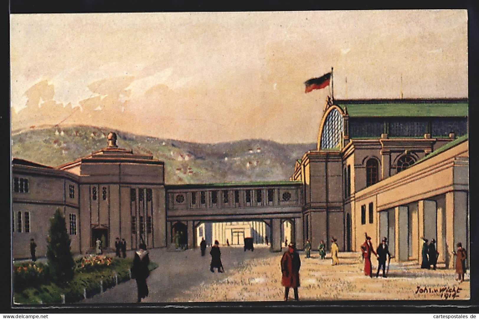 AK Stuttgart, Ausstellung Für Gesundheitspflege 1914, Die Verbindungsbrücke Zwischen Haupthalle Und Industriegebäude  - Exhibitions