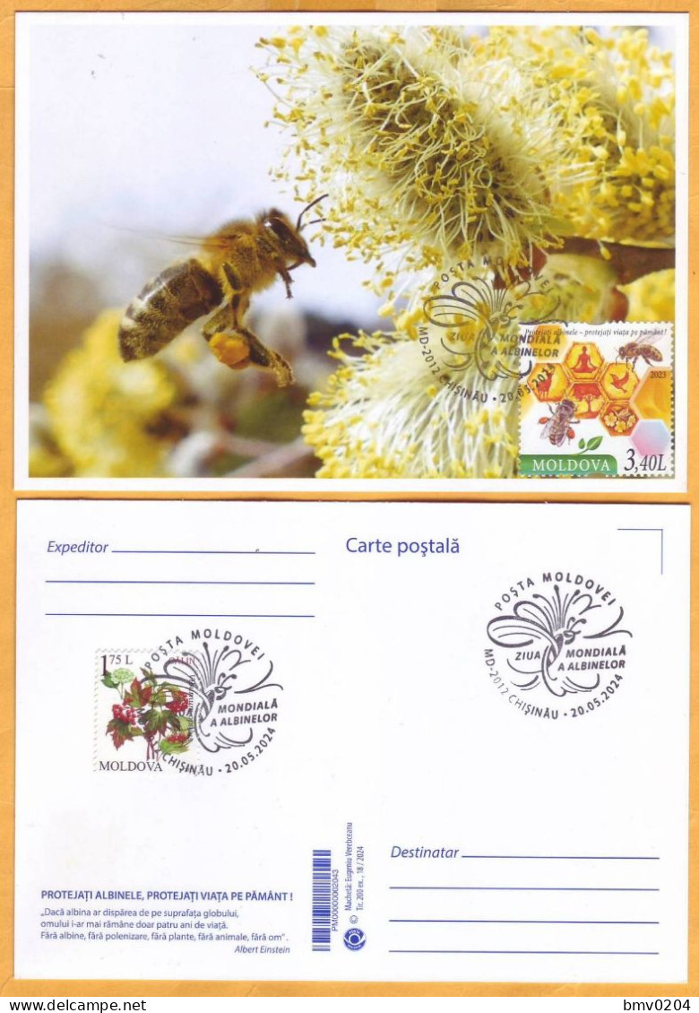 2024 Moldova  MAXICARD Special Postmark „World Bee Day”,Insects, Honeybees - Moldova
