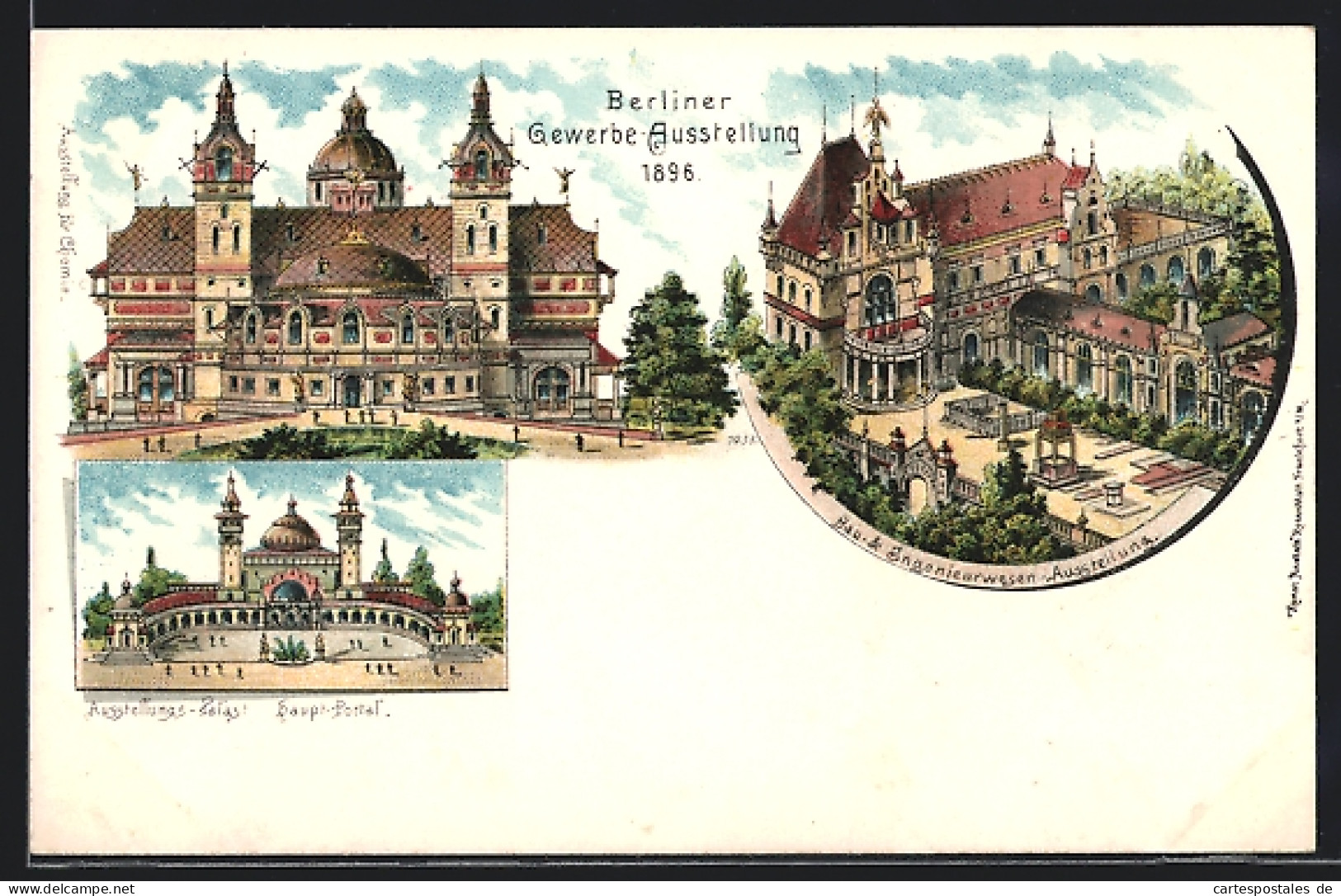 Lithographie Berlin, Gewerbe Ausstellung 1896, Ausstellung Für Chemie, Bau- & Ingenieurwesen-Ausstellung  - Exhibitions