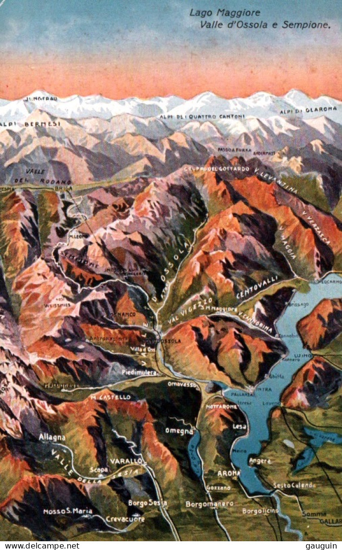 CPA - LAGO MAGGIORE - Valle D'Ossola E Sempione (Carte Topographique Illustration) - Edition Cesare Capello - Sonstige & Ohne Zuordnung