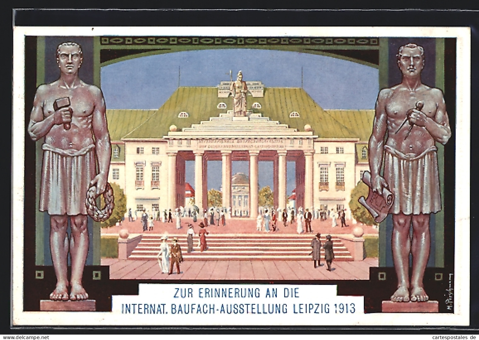 Künstler-AK Leipzig, Internat. Baufach-Ausstellung 1913, Eingang Reitzenhainer Strasse  - Exhibitions