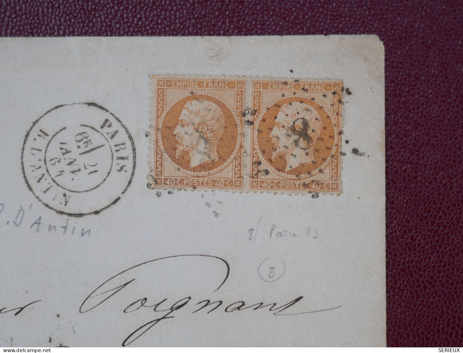 FRANCE LETTRE   RR  1866 ETOILE DE PARIS N°8  A  COMPIEGNE   + PAIRE DE  40C + AFF. INTERESSANT+DP7 - 1849-1876: Klassik