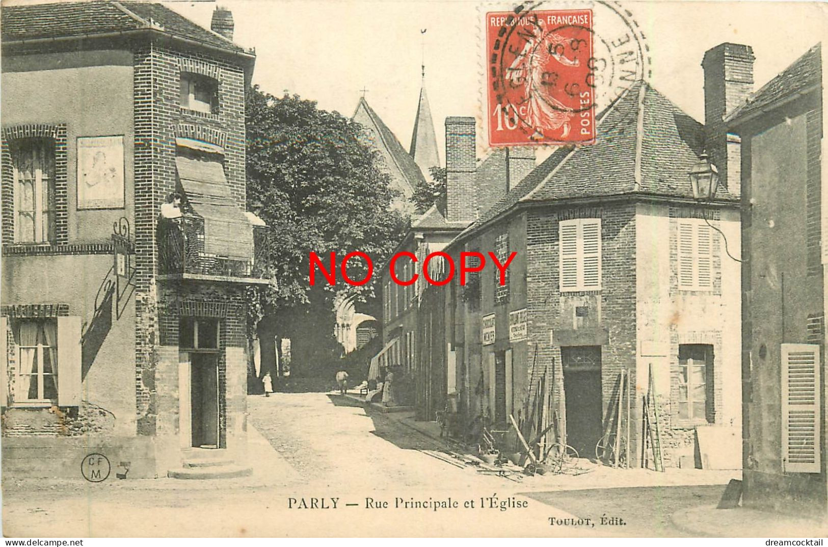 89 PARLY. Serrurerie Et Maréchal Ferrand Rue Principale Avec L'Eglise 1908 - Autres & Non Classés