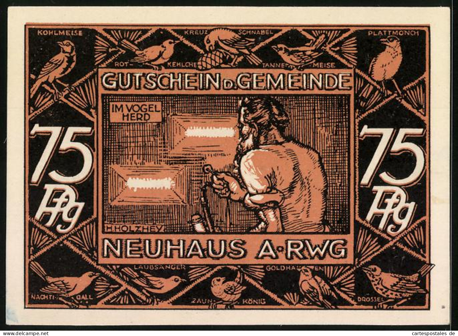Notgeld Neuhaus A. Rennweg, 75 Pfennig, Im Vogelherd Und Am Vogelherd 1850  - [11] Lokale Uitgaven