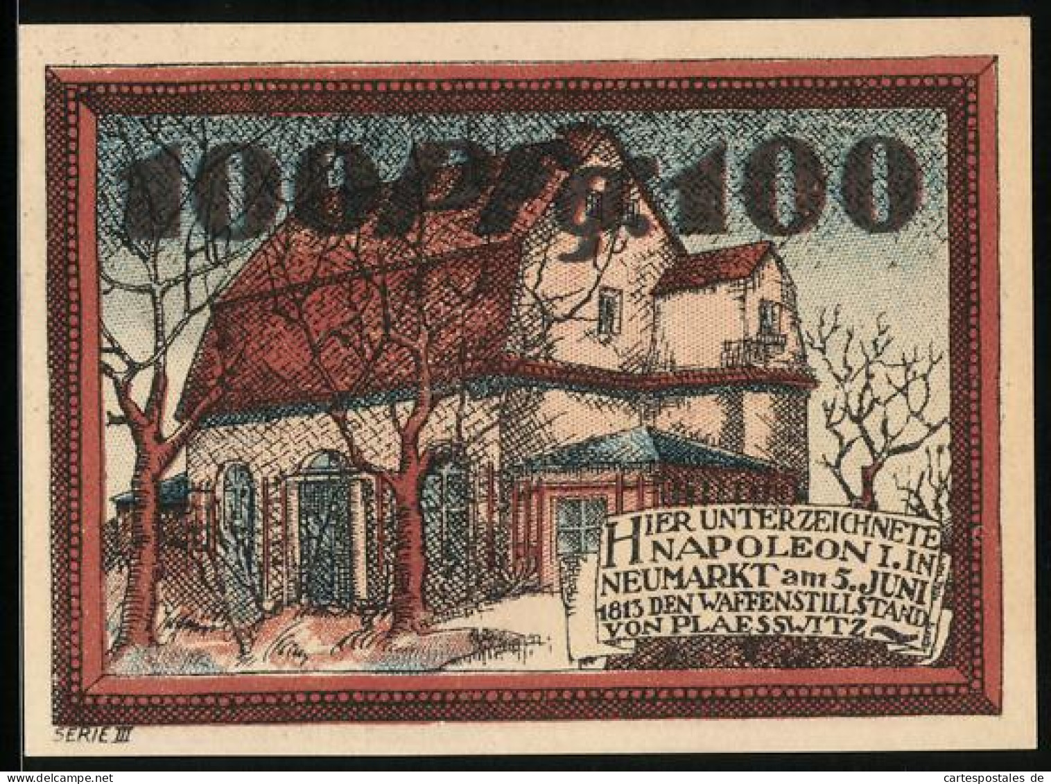 Notgeld Neumarkt In Schlesien 1921, 100 Pfennig, Unterzeichnungsstätte Waffenstillstand Von Plaesswitz  - [11] Local Banknote Issues