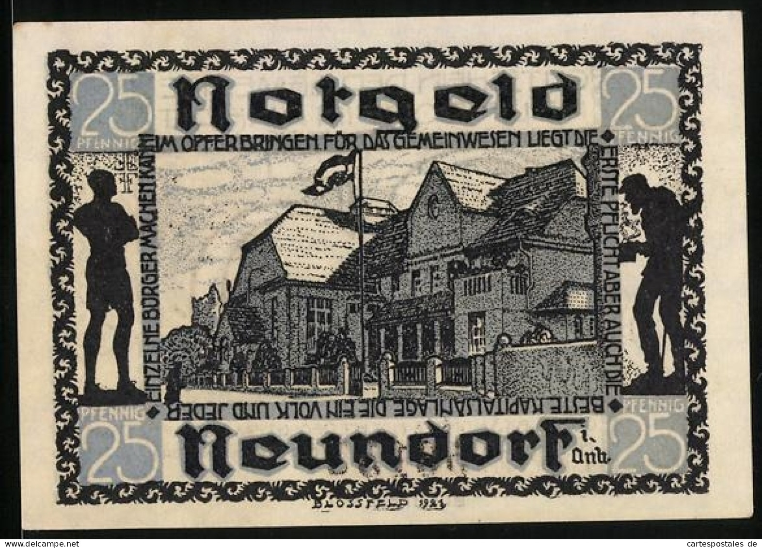Notgeld Neundorf 1921, 25 Pfennig, Ortspartie Mit Fahne  - [11] Local Banknote Issues