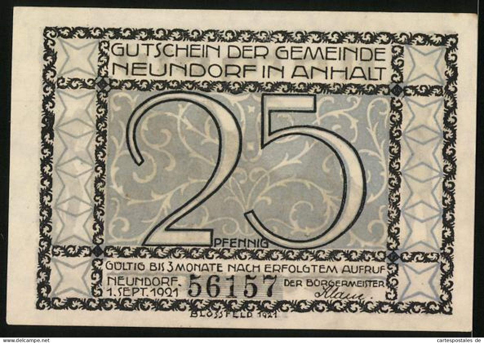 Notgeld Neundorf 1921, 25 Pfennig, Ortspartie Mit Fahne  - [11] Local Banknote Issues
