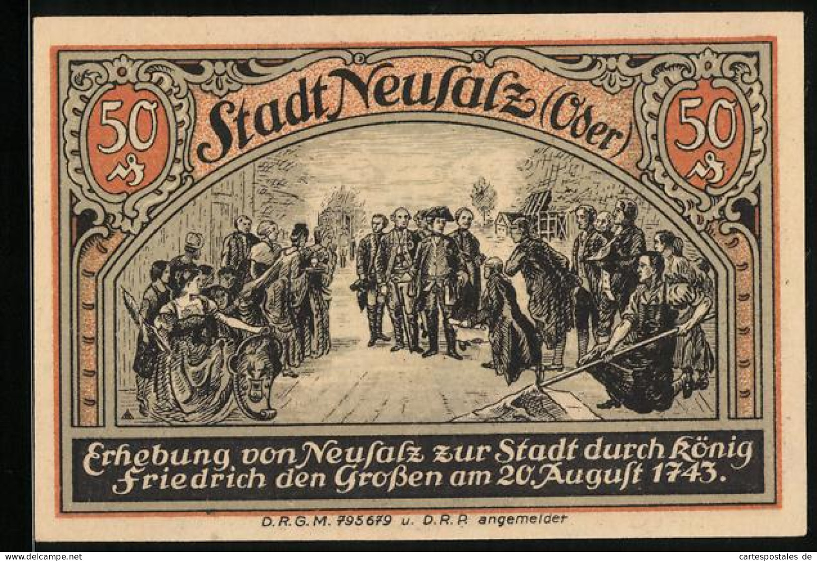 Notgeld Neusalz /Oder, 50 Pfennig, Erhebung Von Neusalz Zur Stadt Durch Friedrich Den Grossen  - [11] Emissions Locales