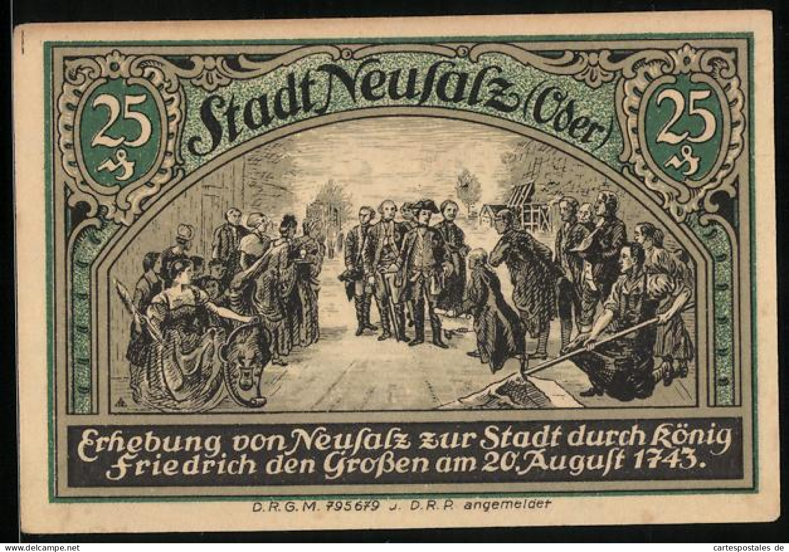 Notgeld Neusalz /Oder, 25 Pfennig, Erhebung Von Neusalz Zur Stadt Durch Friedrich Den Grossen  - [11] Lokale Uitgaven