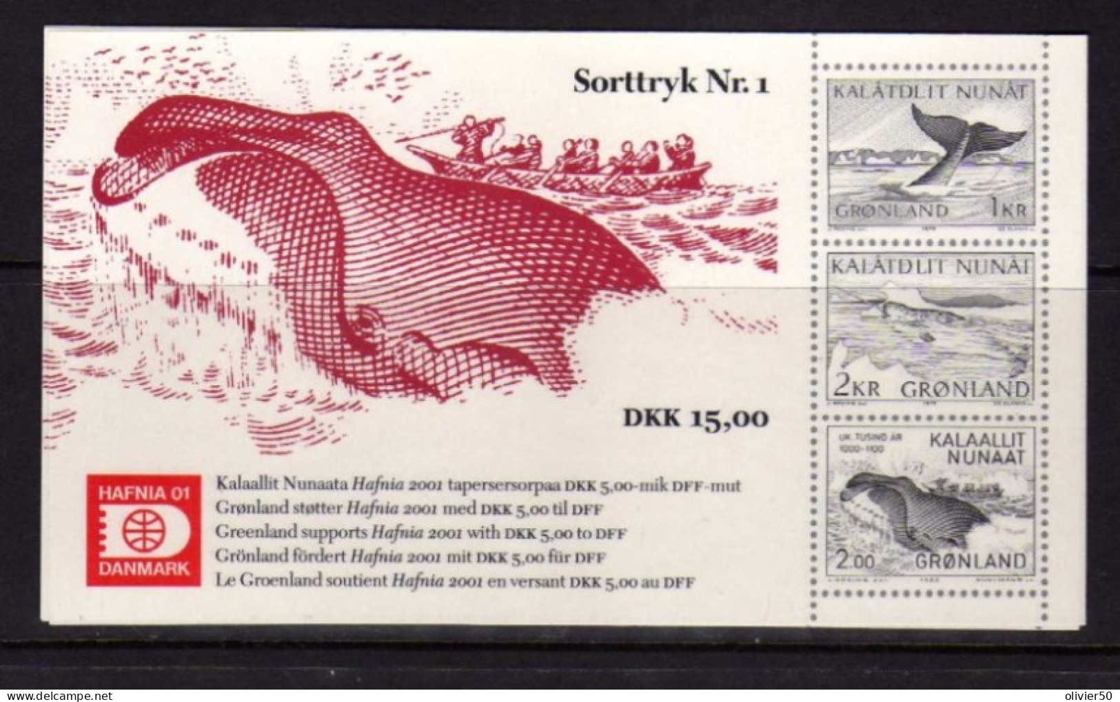 Groenland  - 2001 - Bloc Souvenir - Hafnia 01 -  Peche -  Baleine Navires - Neuf** - MNH - Blocks & Sheetlets