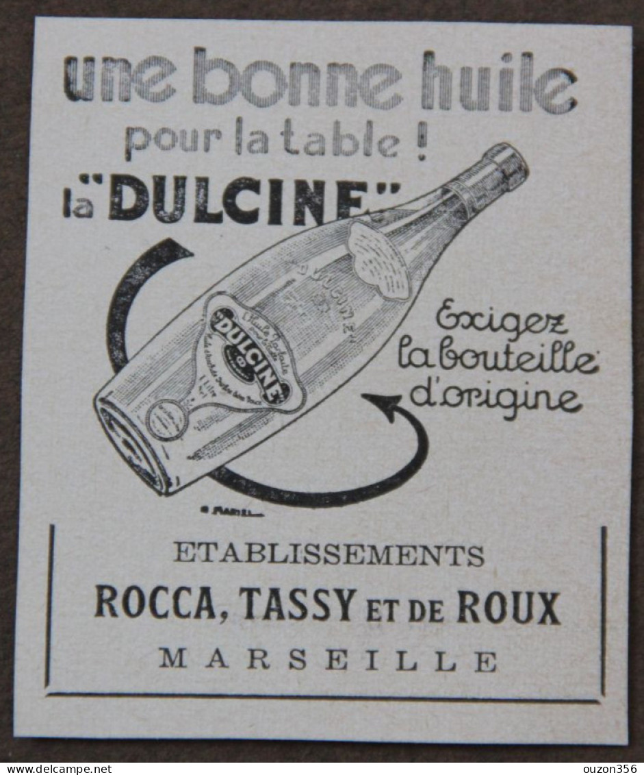 Publicité : Huile "la Dulcine", Ets Rocca, Tassy Et De Roux, Marseille, 1951 - Publicités