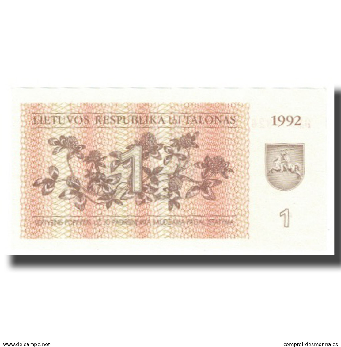 Billet, Lithuania, 1 (Talonas), 1992, KM:39, NEUF - Lettonia
