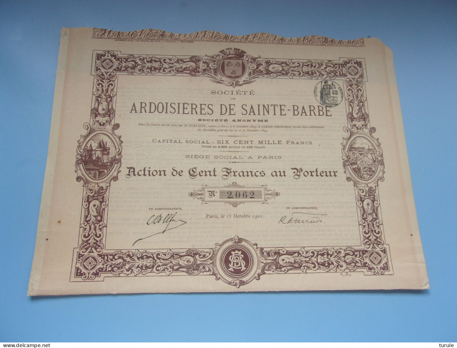 ARDOISIERES DE SAINTE BARBE (1901) - Autres & Non Classés