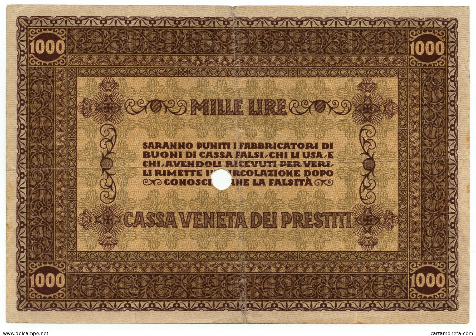 1000 LIRE CASSA VENETA DEI PRESTITI OCCUPAZIONE AUSTRIACA 02/01/1918 BB- - Besetzung Venezia