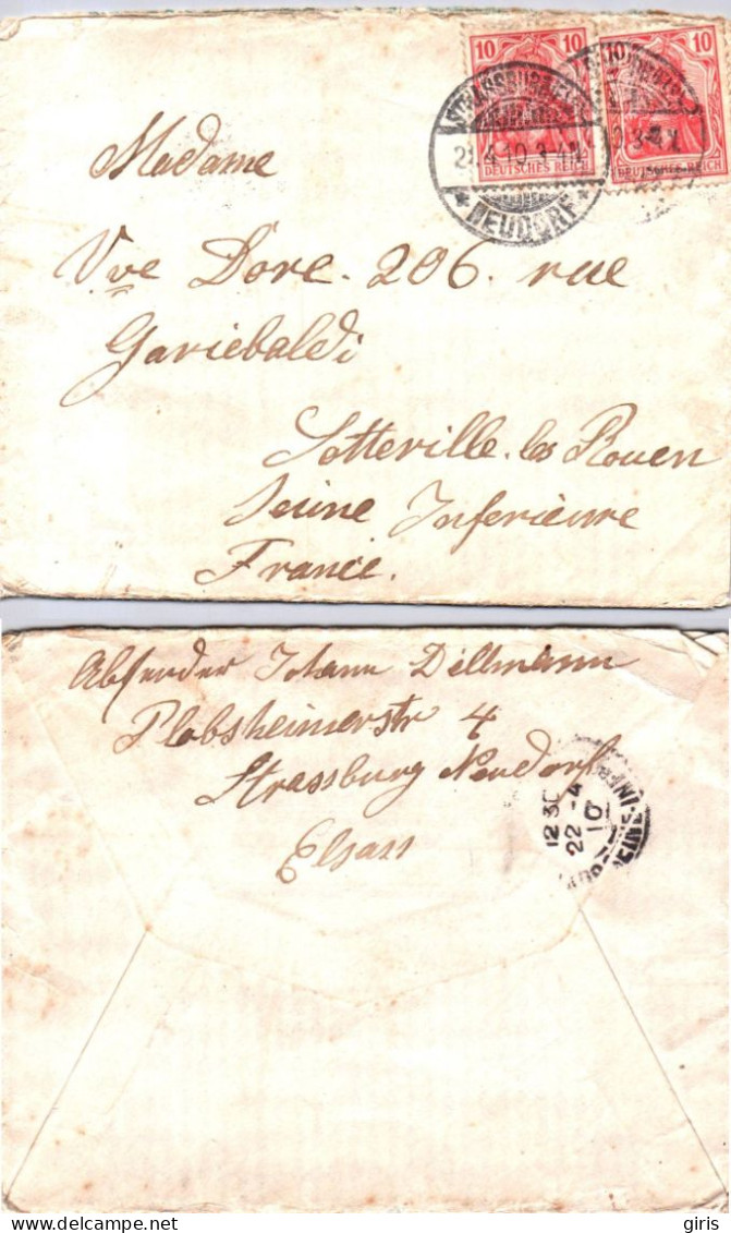 Allemagne - Lettre Poststempel Strasburg (Els) Neudorf 1910 - Other & Unclassified
