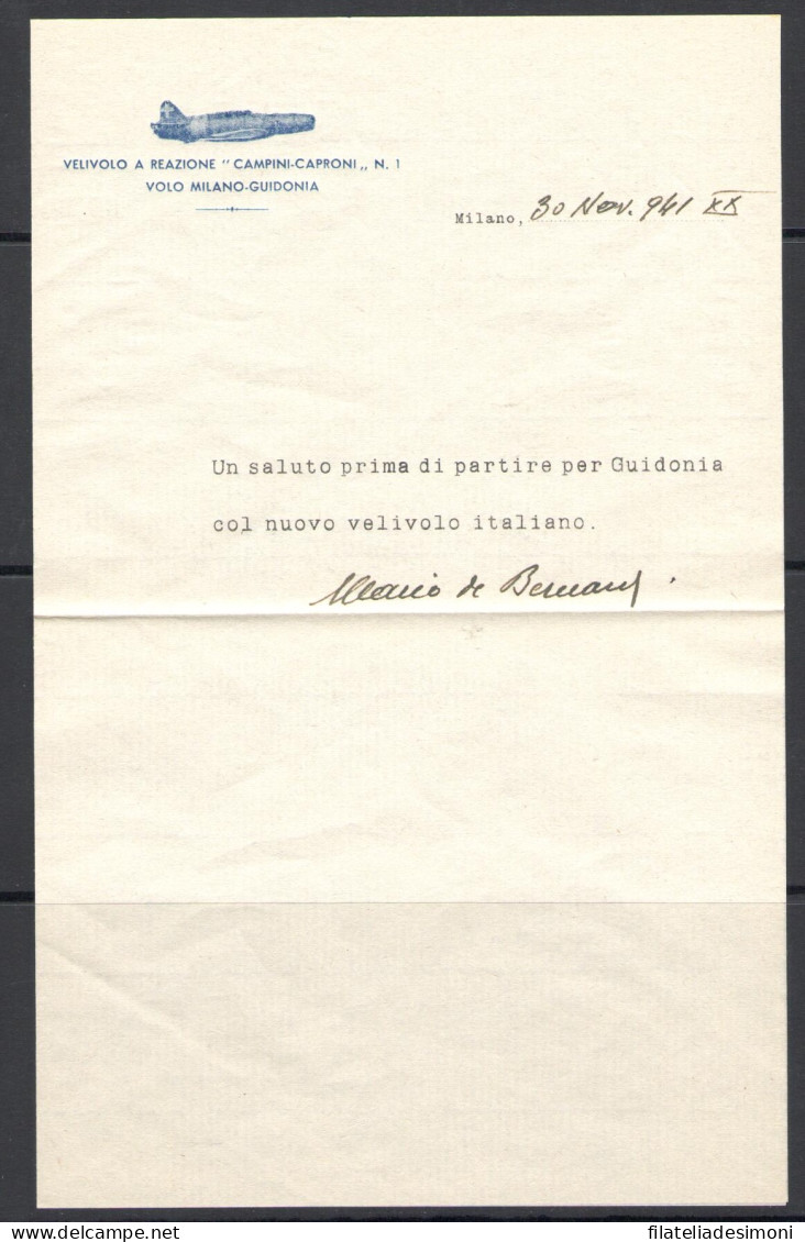 1941 Italia, Aerogramma Campini-Caproni - Primo Volo A Reazione Milano Guidonia - Sonstige & Ohne Zuordnung