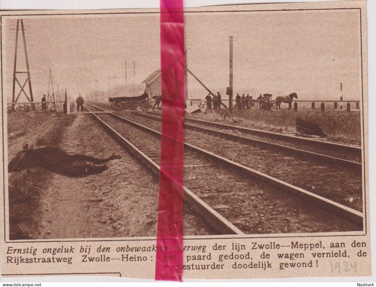 Treinongeval Overweg Zwolle X Heino - Orig. Knipsel Coupure Tijdschrift Magazine - 1924 - Zonder Classificatie