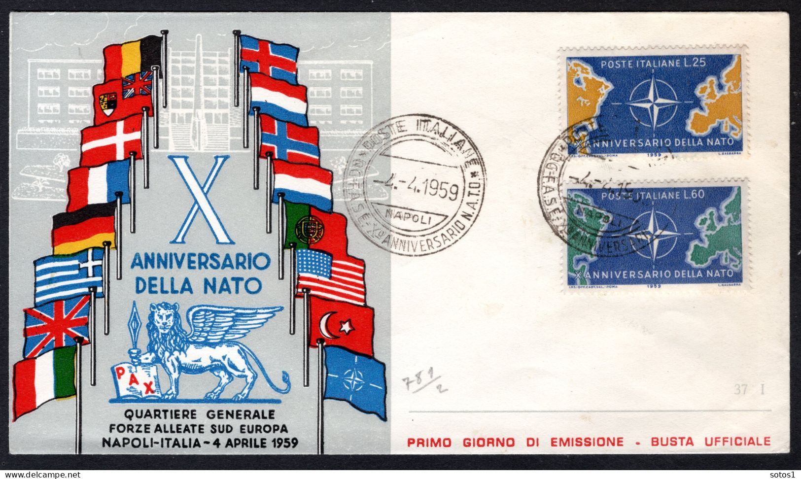 ITALIE Yt. 781/782 FDC 1959 - FDC