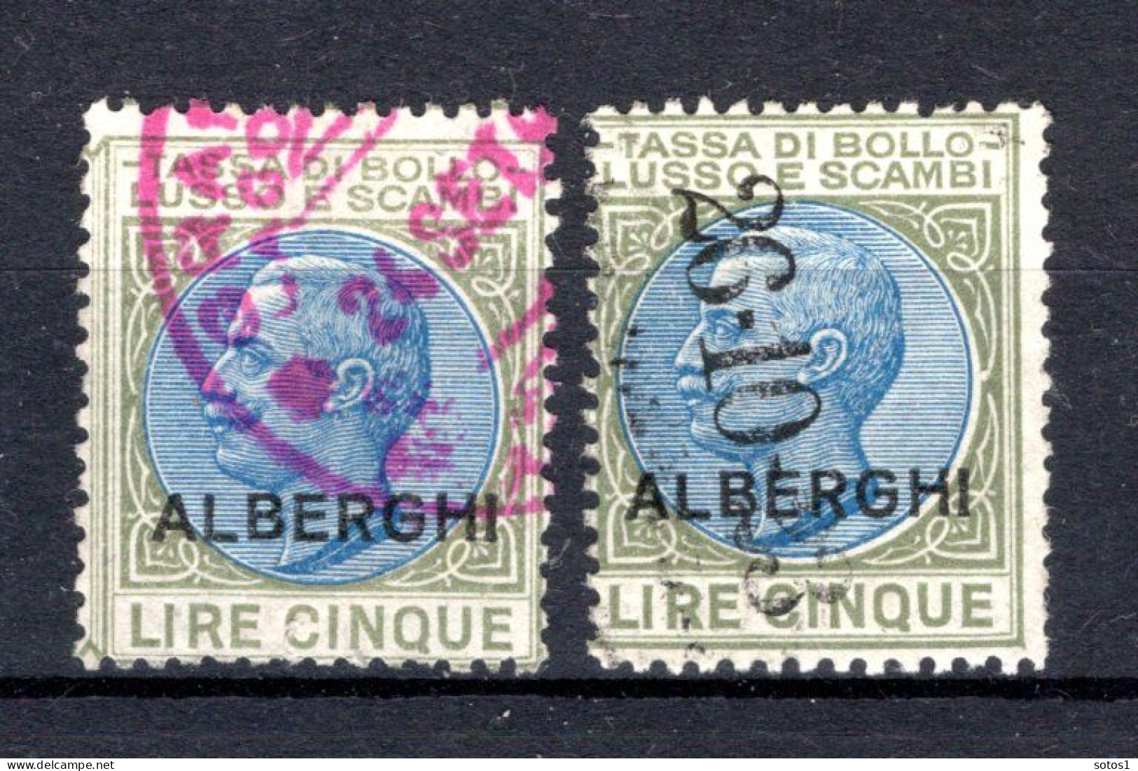 ITALIE Revenue Stamps Fiscal - Tassa Di Bollo - Lusso E Scambi - Alberghi 5 Lire - Revenue Stamps