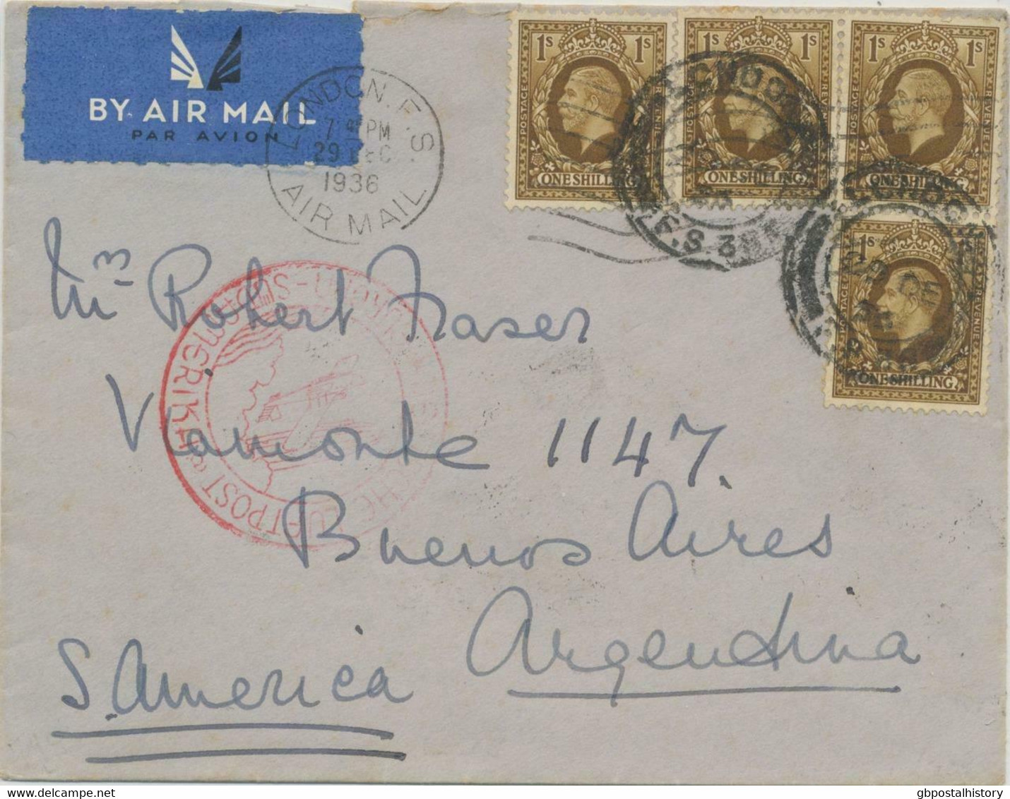 GB 1936 South Atlantic Catapult Airmail DLH L 205 LONDON - BERLIN - BUENOS AIRES - Lettres & Documents
