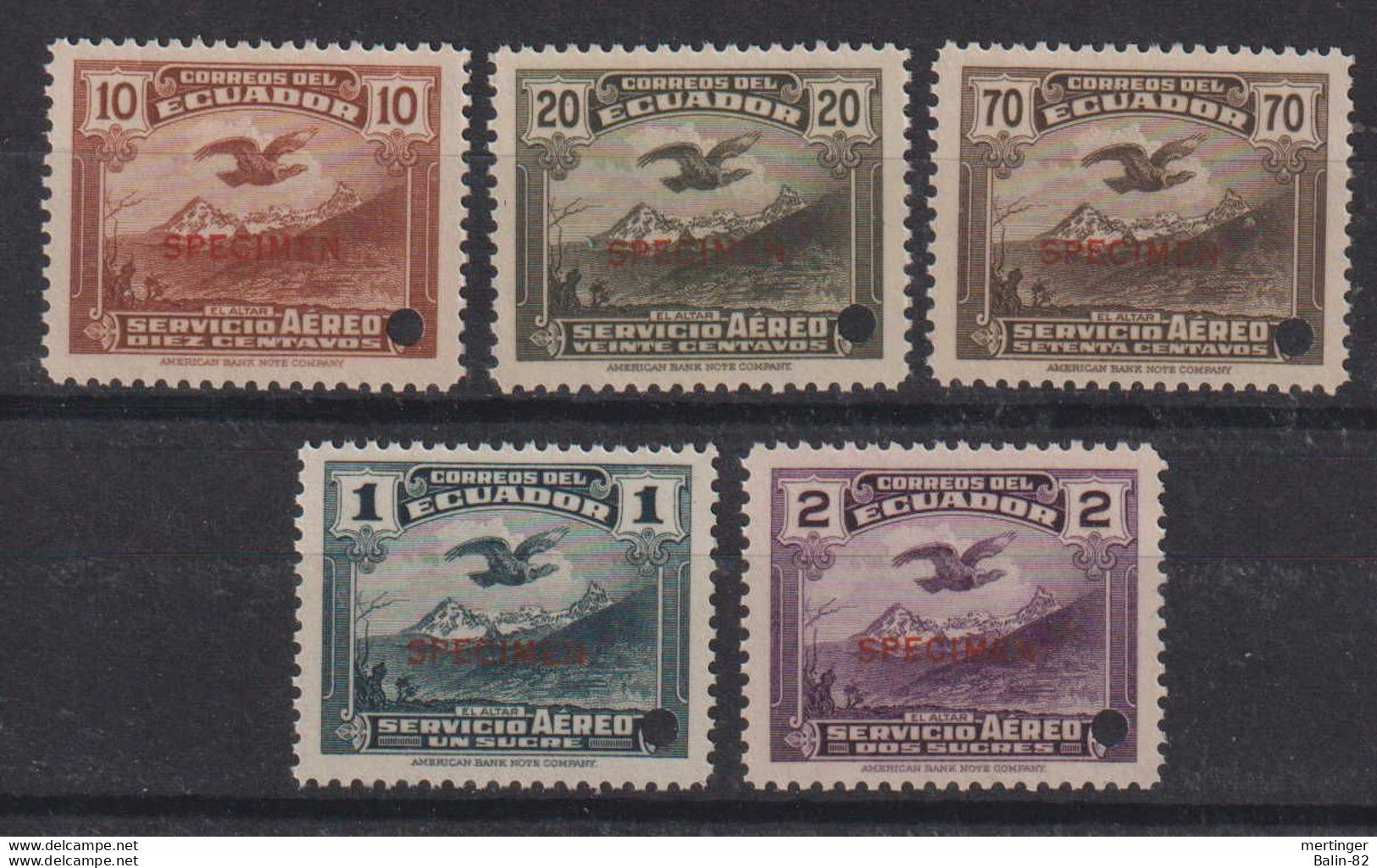 1937 - Ecuador Michel Nº 384 - 388 - MNH- SPECIMEN - EC- 12 - 02 - Equateur