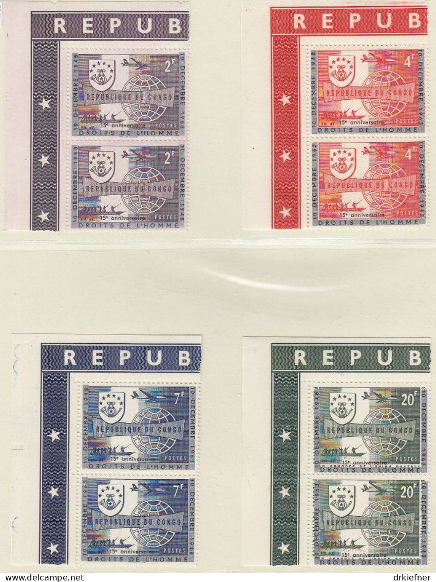 KONGO-KINSHASA  151-154 I+II, Zusammenhängend, Postfrisch **, 15. Jahrestag Der Verkündung Der Menschenrechte, 1963 - Unused Stamps