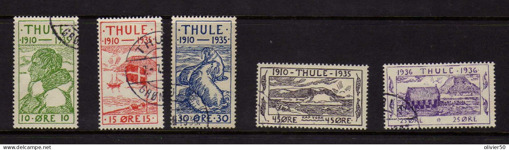 Groenland  - Thule - (1935-36) - Knud Rasmussen -  Morses - Paysages -  Obliteres - Thulé