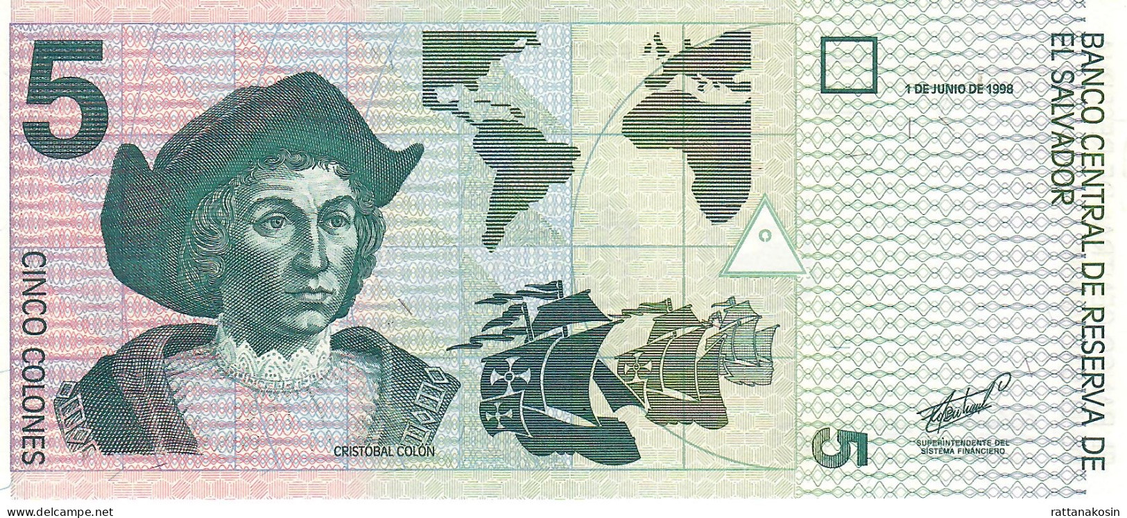 SALVADOR P147e 5 COLONES 1998 Signature 96      UNC. - Salvador