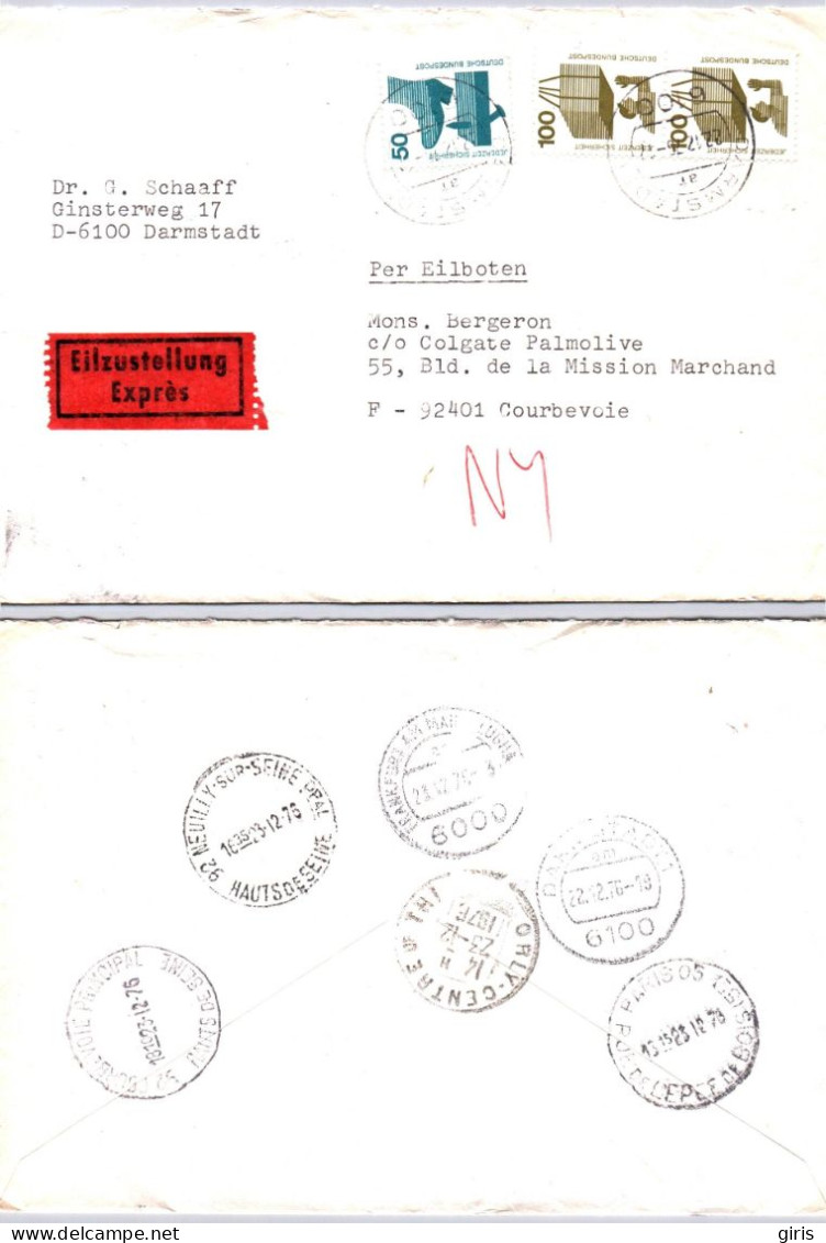 Allemagne - Lettre Poststempel Darmstadt 19976 - Eillzusstellung Expres - Autres & Non Classés
