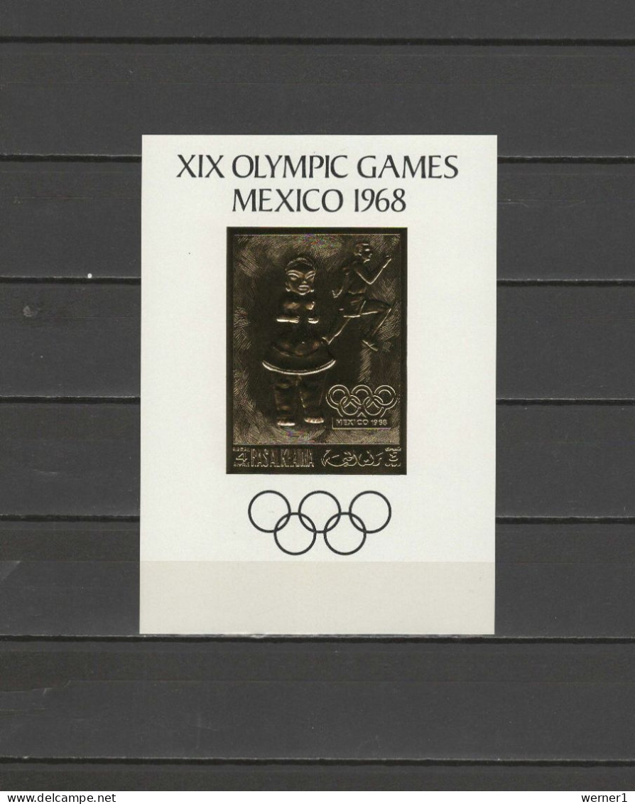 Ras Al Khaima 1968 Olympic Games Mexico Gold S/s MNH - Ete 1968: Mexico