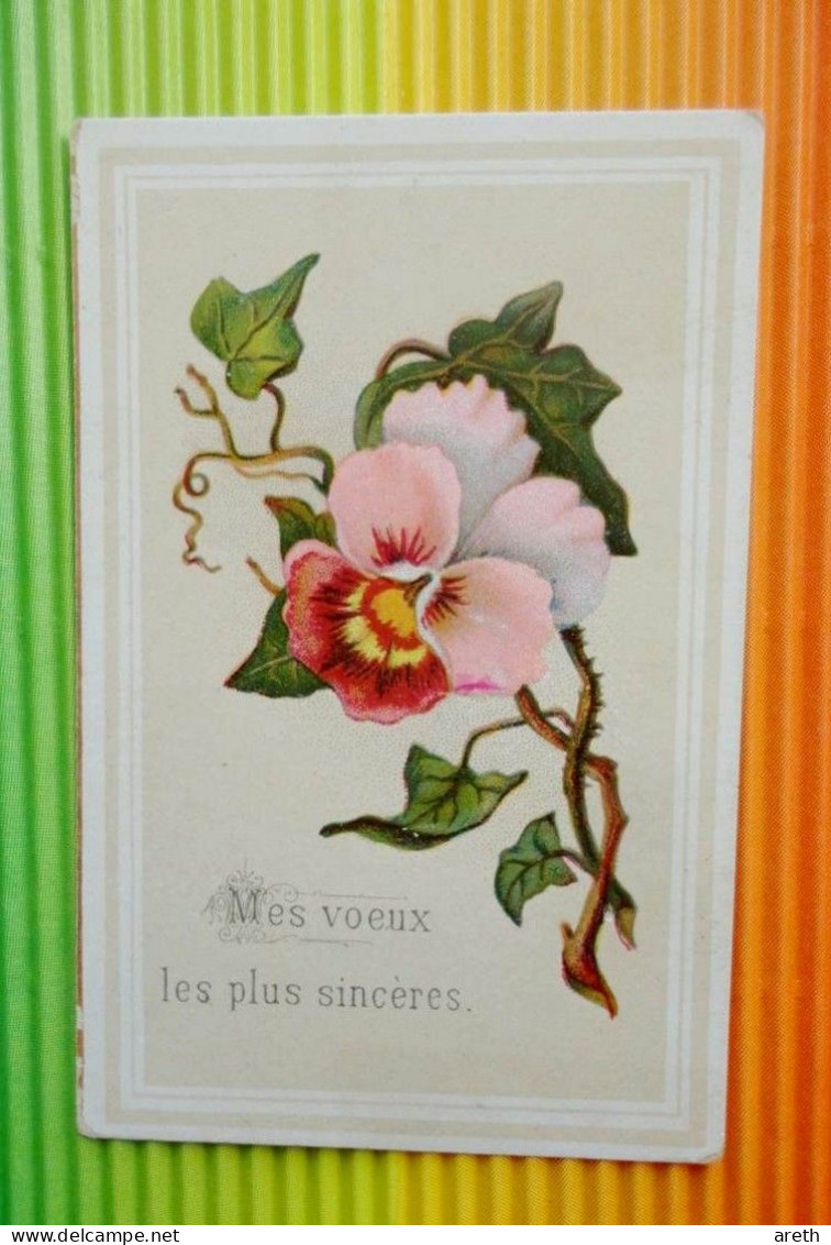 Ancienne Mignonnette  Petite Carte De Vœux 1886  - Fleur, églantine - Légèrement Gaufrée - Andere & Zonder Classificatie