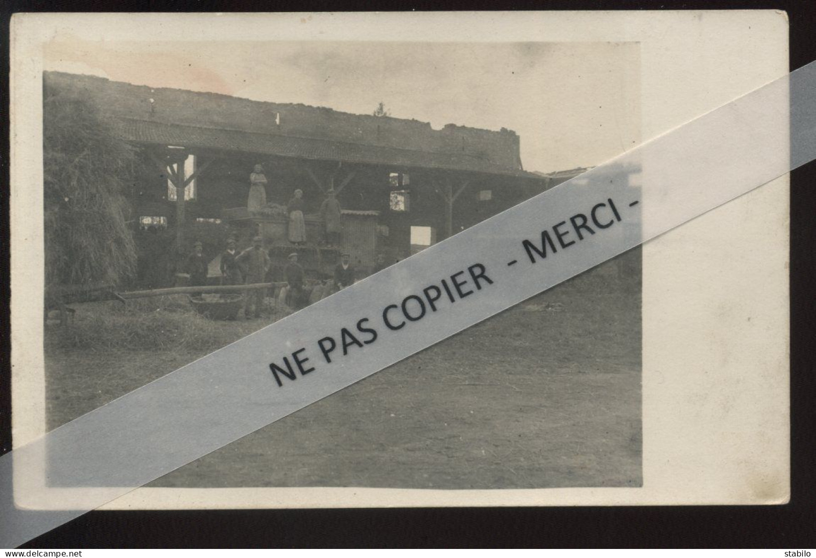 57 - DOMAINE D'OBERWEILER PRES DE SARREBOURG - SCENE DE BATTAGE - AGRICULTURE - CARTE PHOTO ORIGINALE - Otros & Sin Clasificación