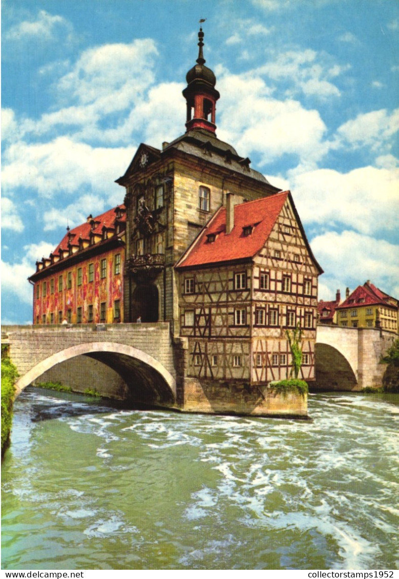 BAMBERG, BAVARIA, TOWN HALL, BRIDGE, ARCHITECTURE, GERMANY, POSTCARD - Bamberg