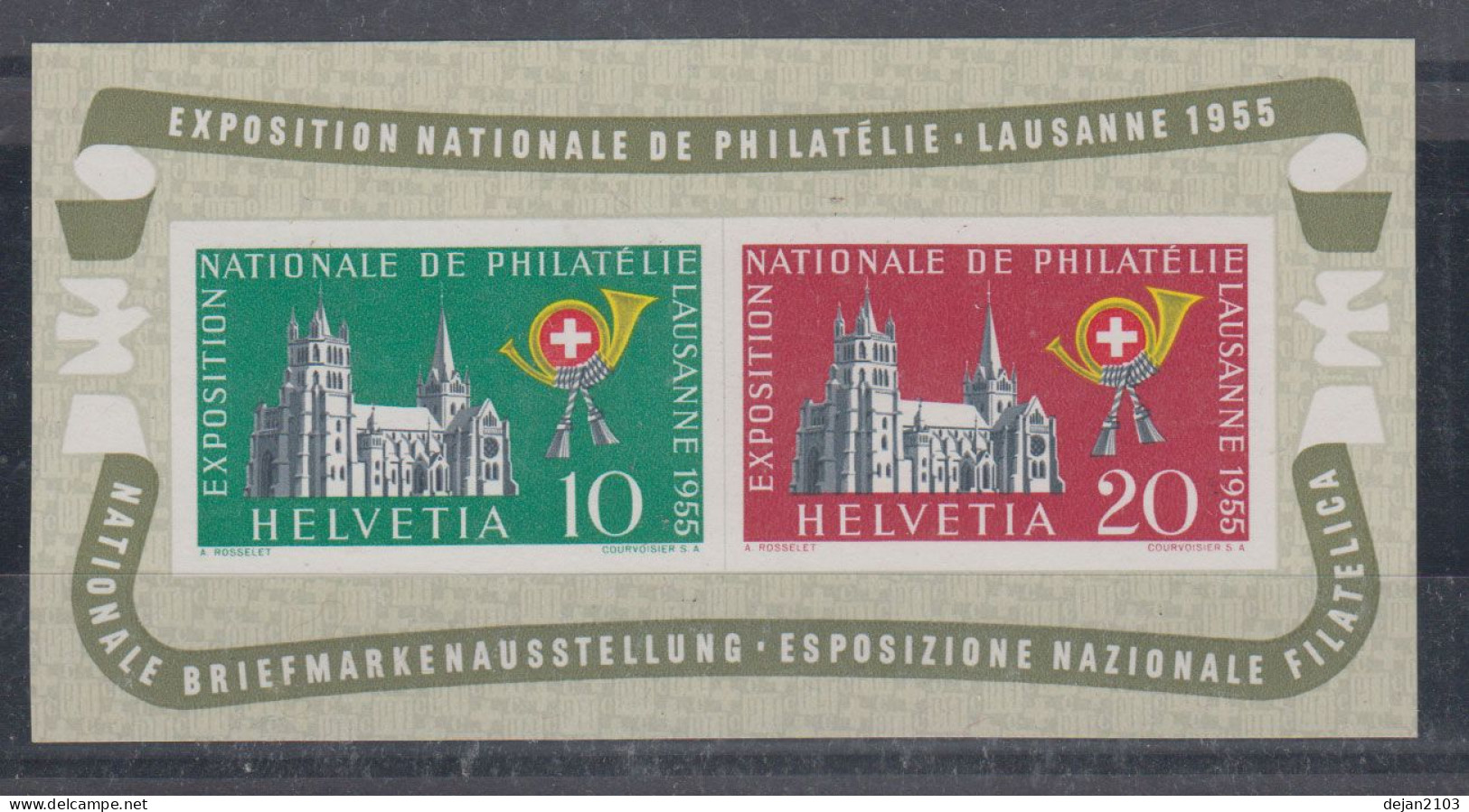 Switzerland Philatelic Exhibition In Lausanne Mini Sheet Mi#Block 15 1955 MNH ** - Neufs