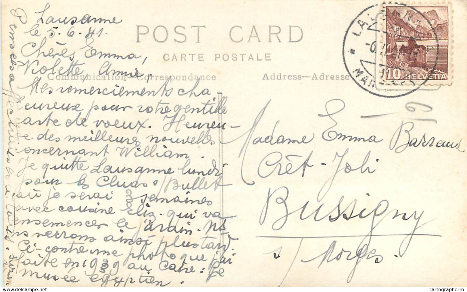 Postcard Switzerland Lausanne - Other & Unclassified
