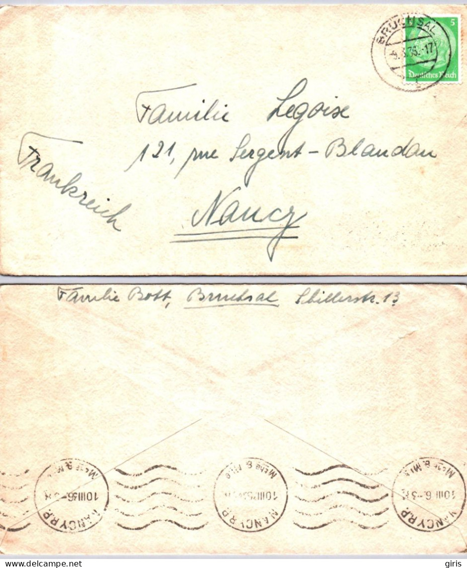 Allemagne - Lettre Poststempel Bruchsal1935 - Autres & Non Classés