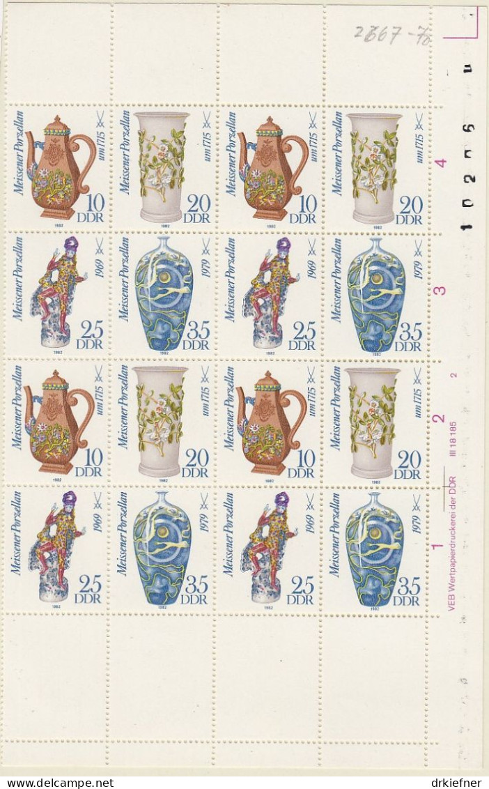 DDR  2667-2670, Teilbogen Mit DV Und 4x L, Postfrisch **, Meissener Porzellan, 1982 - Unused Stamps