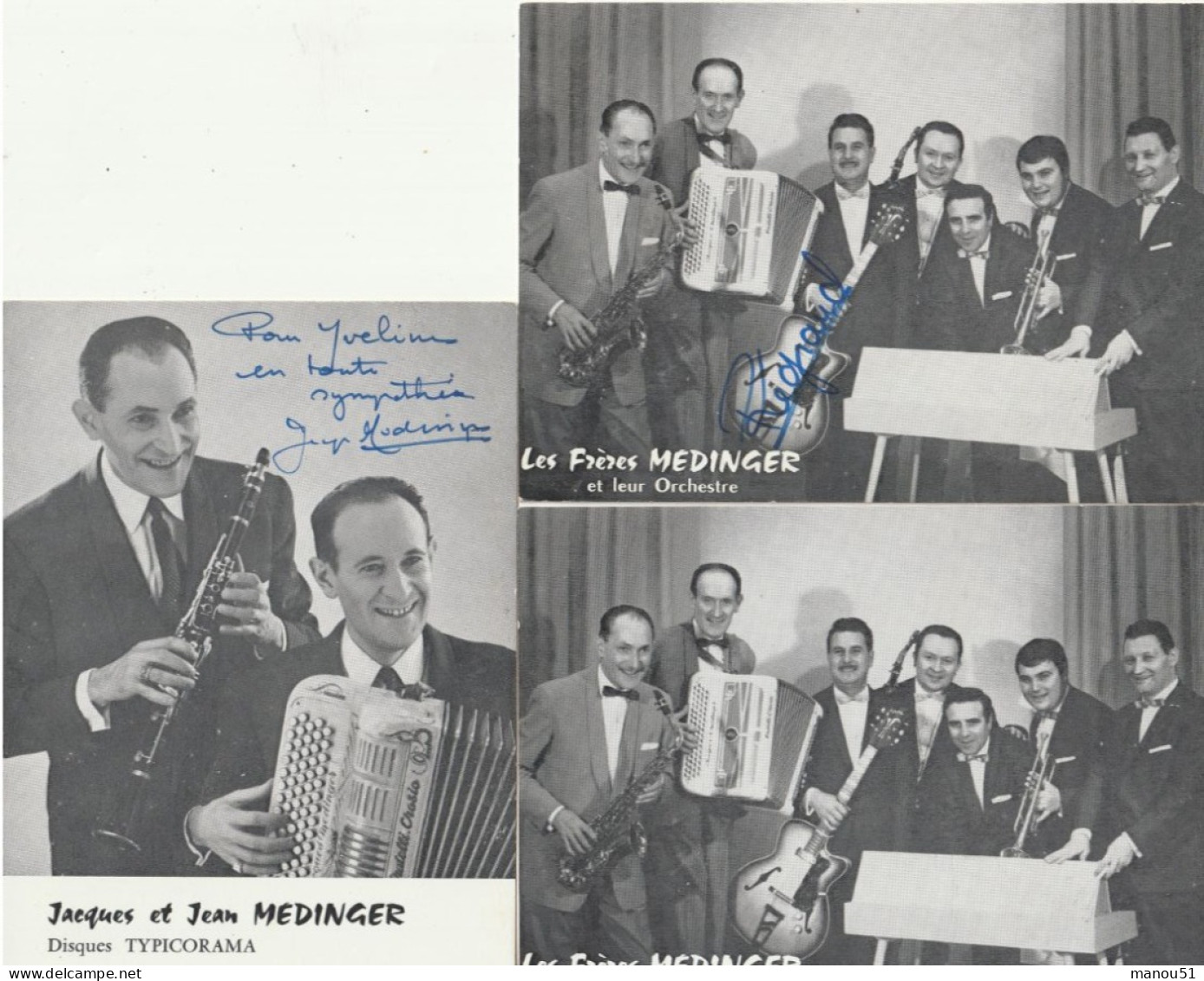 Orchestre : Les Frères MEDINGER - Lot De 3 CP ( Dont Dédicacées ) - Music And Musicians