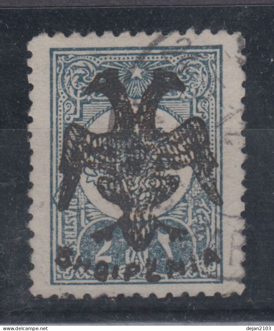 ALBANIA TURKEY STAMP WITH ALBANIAN TWO HEADED BLACK EAGLE "SHQIPENIA" 1913 USED - Albanie