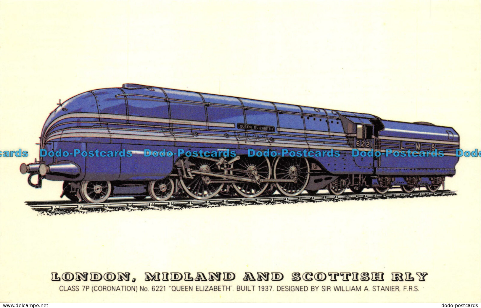 R070284 London. Midland And Scottish Rly. Class 7P No 6221 Queen Elizabeth - Autres & Non Classés