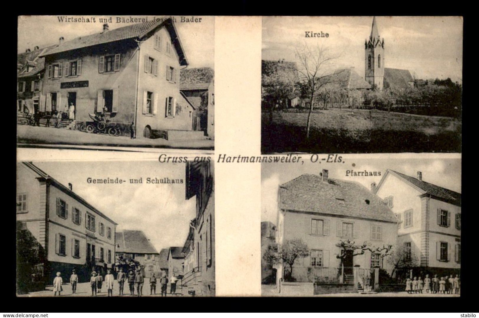 68 - HARTSMANVILLER - HARTMANNSWEILER - WIRTSCHAFT BADER - KIRCHE - SCHULHAUS -PFARRHAUS - Andere & Zonder Classificatie