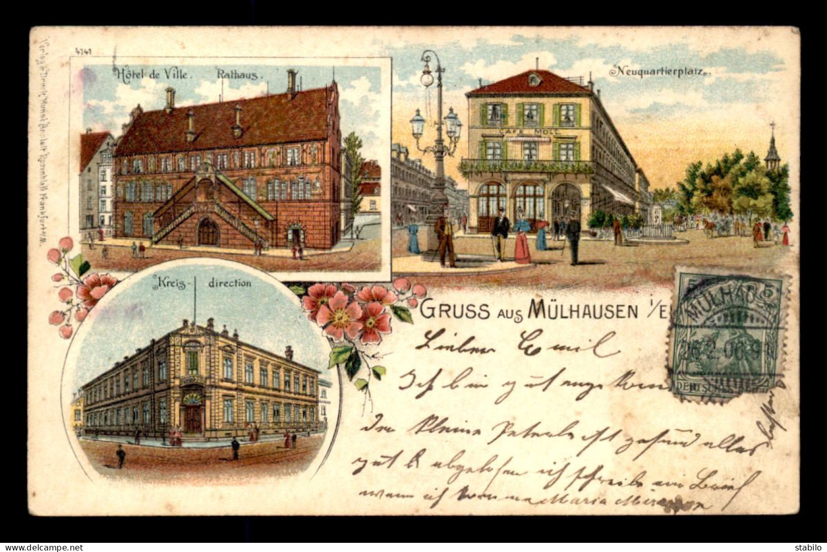 68 - MULHOUSE - MULHAUSEN - CARTE LITHOGRAPHIQUE GRUSS - VOIR ETAT - Mulhouse